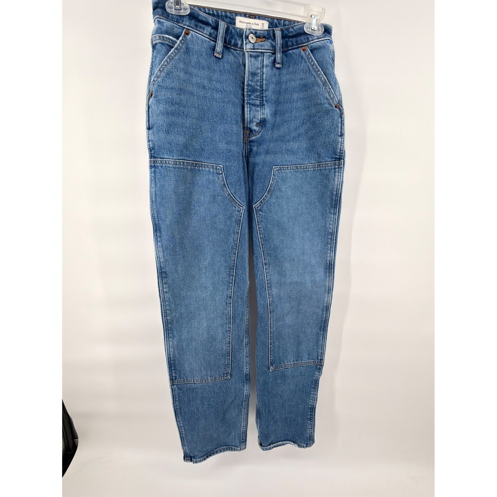 Abercrombie & Fitch Curve Love The Dad High Rise Jeans 25 0R Double Knee Panel